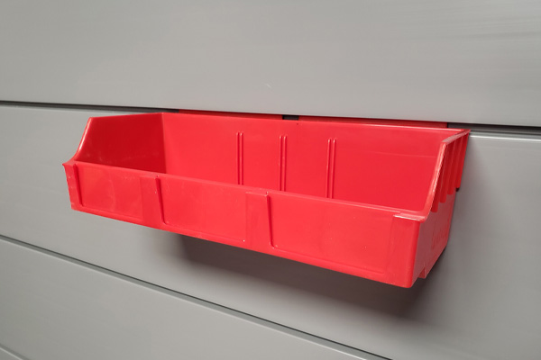 Wide Utility Bin - RED. CWUBW-RED. A versatile storage bin able to accommodate a wide range of items. The unique size makes it the perfect "catch all" bin. Handy dividers can be used to create 2 compartments or three.Available dividers (Small).